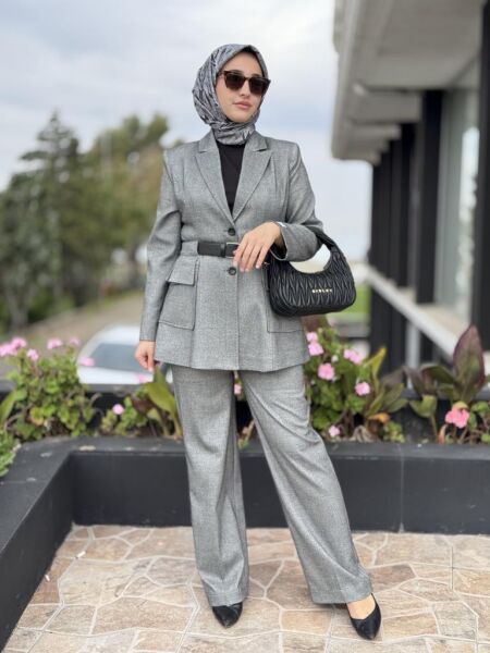 Qupra Cep ve Kemer Detaylı Ceket Pantolon Takım WAC92027