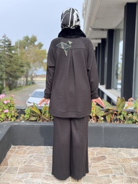 Qupra Sırtı Boncuk Detaylı Seyyar Kürk Detaylı Kap Pantolon Takım WAC92033