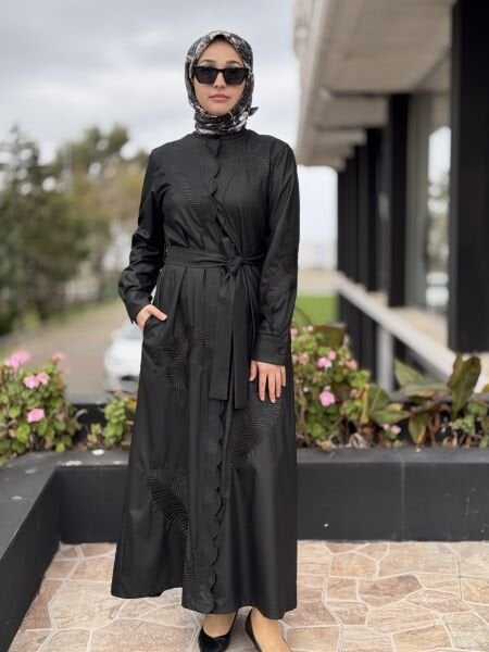 Qupra Nakış Detaylı Düğme Kapamalı Elbise WAC95001