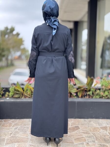 Qupra Nakış Detaylı Düğme Kapamalı Elbise WAC95001