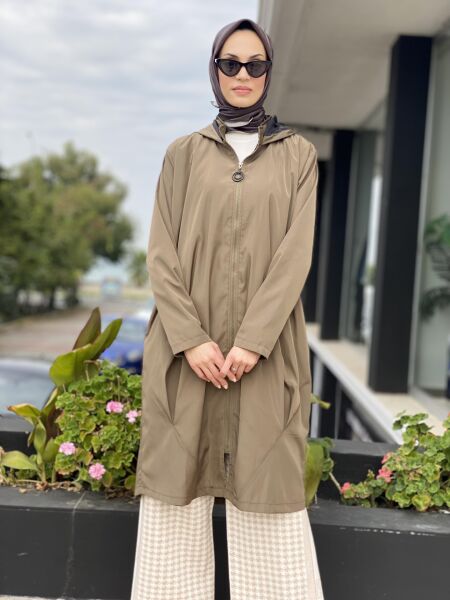 Almarwah Astarlı Kapüşonlu Kap/Yağmurluk 404784 SİYAH - 40