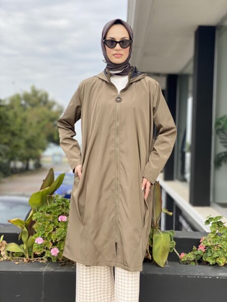Almarwah Astarlı Kapüşonlu Kap/Yağmurluk 404784 HAKİ - 42