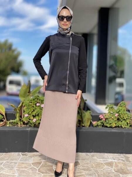 Misswhence Yandan Fermuarlı Pliseli Etek ( KİREMİT-YEŞİL VE ZÜMRÜT İÇİN GEÇERLİ)34903