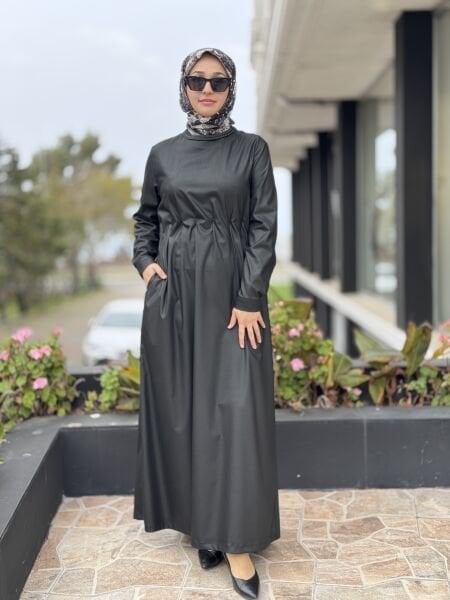 Qupra Beli Korsajlı Örgü Detaylı Elbise WAC95005