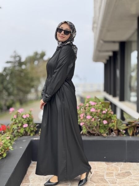 Qupra Beli Korsajlı Örgü Detaylı Elbise WAC95005