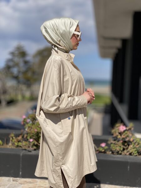 Almarwah Fermuarlı Tencel Paraşüt Kap 404819 BEJ - 2