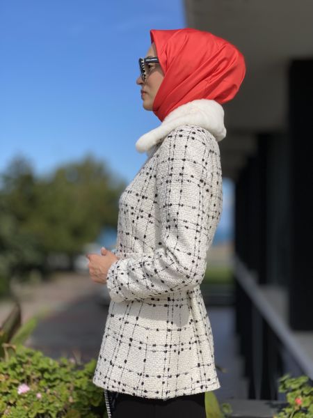 Kürk Yaka Chanel Ceket (QAS31043) EKRU - 3