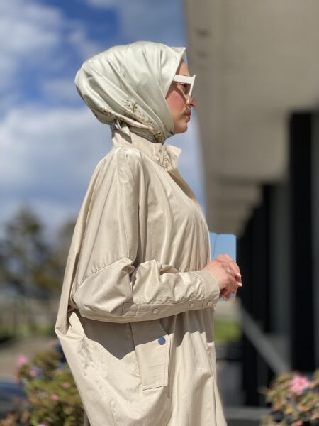 Almarwah Fermuarlı Tencel Paraşüt Kap 404819 BEJ - 3