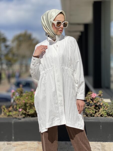 Almarwah Fermuarlı Tencel Paraşüt Kap 404819 BEYAZ - 1