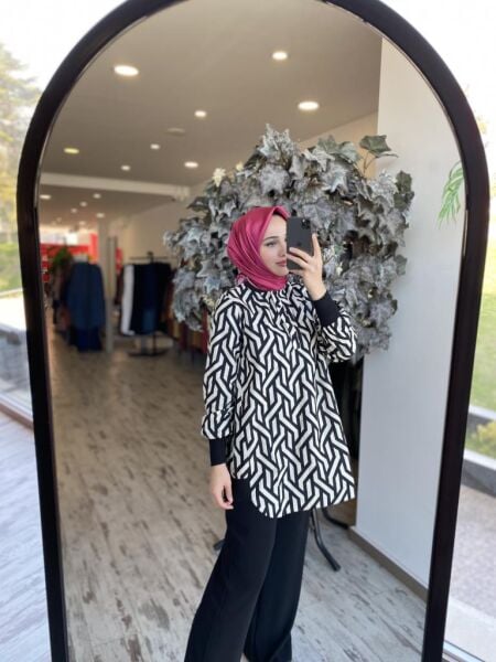 İnvee Kolu ve Etek Ucu Ribanalı Tunik 6834