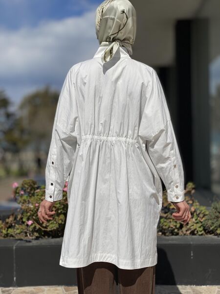 Almarwah Fermuarlı Tencel Paraşüt Kap 404819 BEYAZ - 2