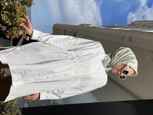 Almarwah Fermuarlı Tencel Paraşüt Kap 404819 BEYAZ - 2