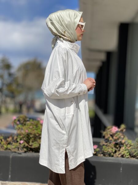 Almarwah Fermuarlı Tencel Paraşüt Kap 404819 BEYAZ - 2