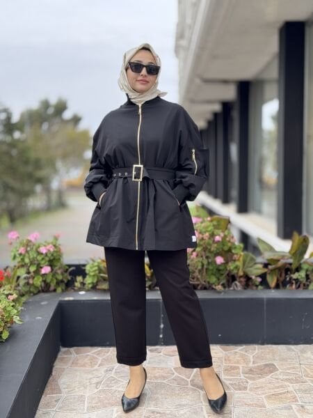 Qupra Kemer ve Cep Detaylı Ribanalı Mont WAC91021