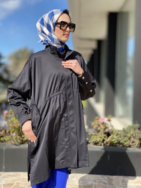 Almarwah Fermuarlı Tencel Paraşüt Kap 404819 SİYAH - 3