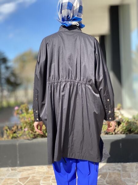 Almarwah Fermuarlı Tencel Paraşüt Kap 404819 SİYAH - 3