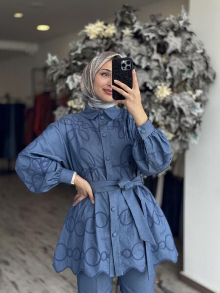 Qupra Biye Nakış İşlemeli Kap Pantolon Takım WAB82030