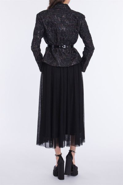 Qui Siyah Brokar Ceket (61074)