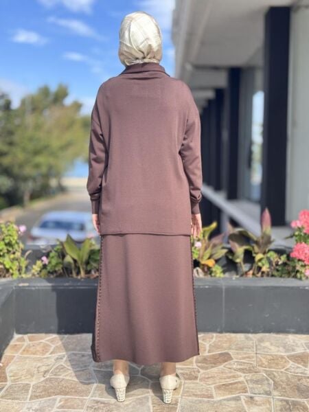 Misswhence Önü Şerit Kurdele Detaylı Yarım Fermuarlı Triko Tunik 38018