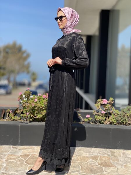 Misswhence Desenli İpek Elbise 35808 SİYAH - 36