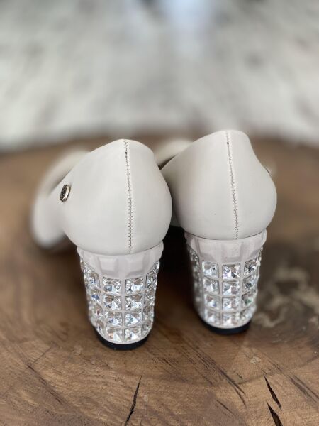 Pierre Cardin Topuğu Taşlı Kırışık Ayakkabı PC51201 BEJ - 36