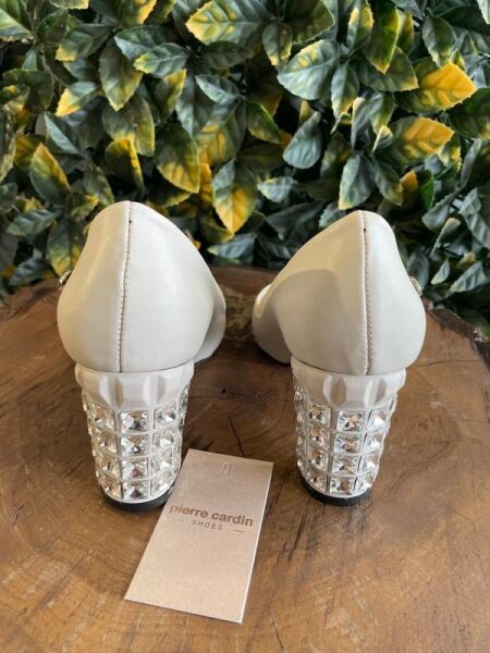 Pierre Cardin Topuğu Taşlı Kırışık Ayakkabı PC51201 BEJ