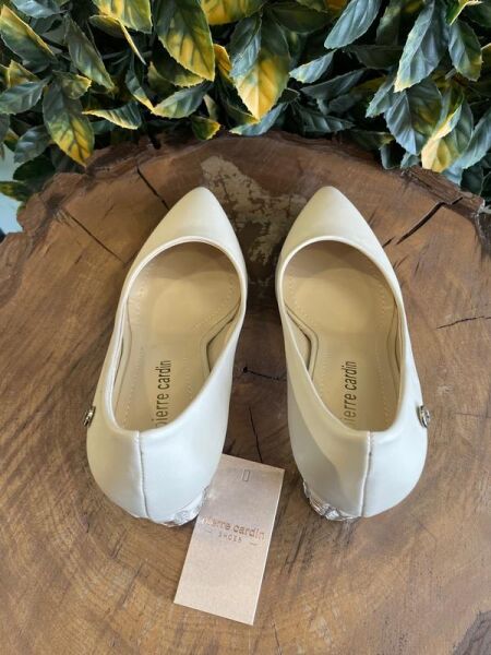 Pierre Cardin Topuğu Taşlı Kırışık Ayakkabı PC51201 BEJ