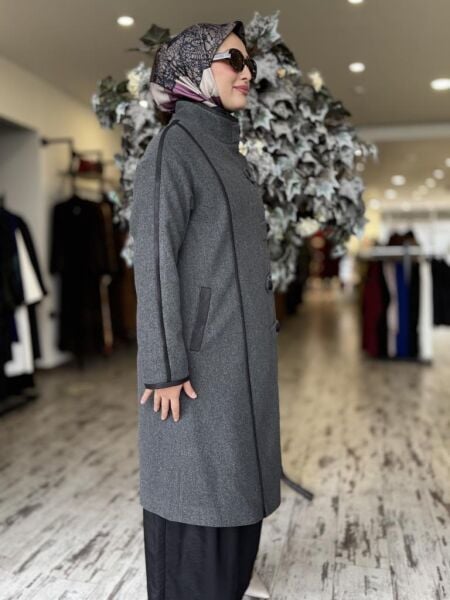 Almarwah Önü Düğme Detaylı Biyeli Kaşe Kap 505309