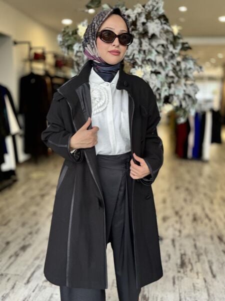 Almarwah Önü Düğme Detaylı Biyeli Kaşe Kap 505309