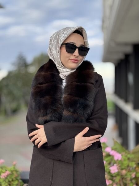 Kahma Seyyar Kürk Yakalı Kaşe Kaban