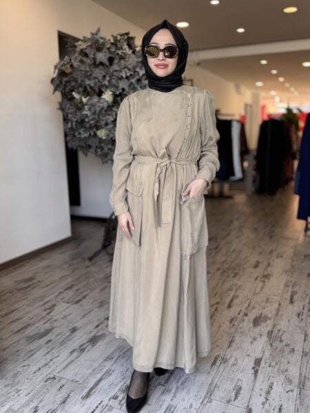 Misswhence Düğme ve Cep Detaylı Cupra İpek Elbise 37805