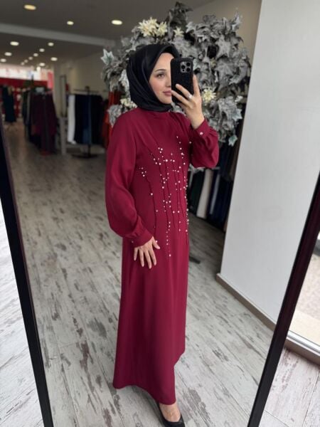 Almarwah Önü İnci ve Taş Detaylı Abiye Elbise 90470