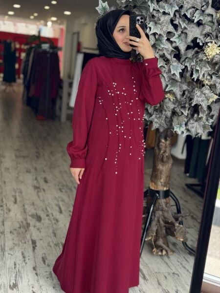 Almarwah Önü İnci ve Taş Detaylı Abiye Elbise 90470