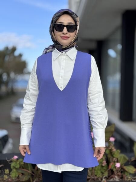 Tığ Triko V Yaka Rayon Süveter SVT21939