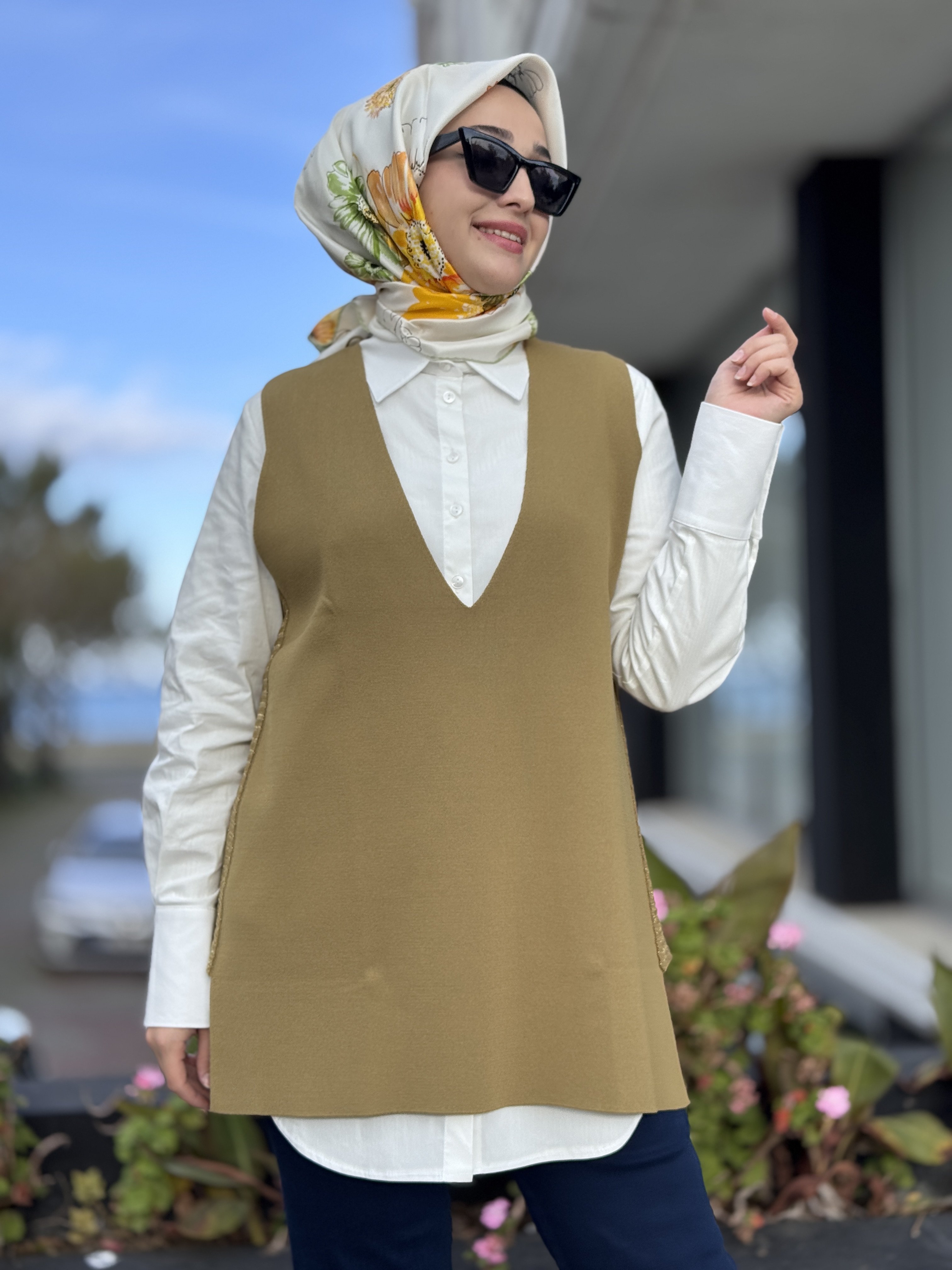 Tığ Triko V Yaka Rayon Süveter SVT21939