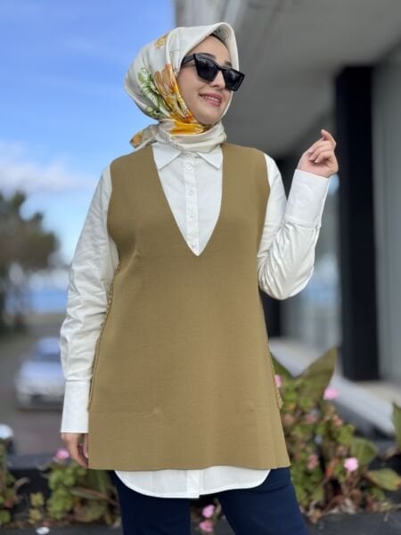 Tığ Triko V Yaka Rayon Süveter SVT21939