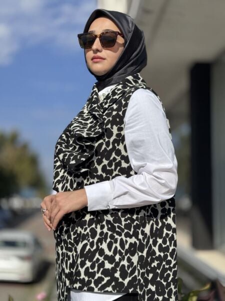 Almarwah Darpe ve Leopar Detaylı Yelek Pantolon Takım 202891