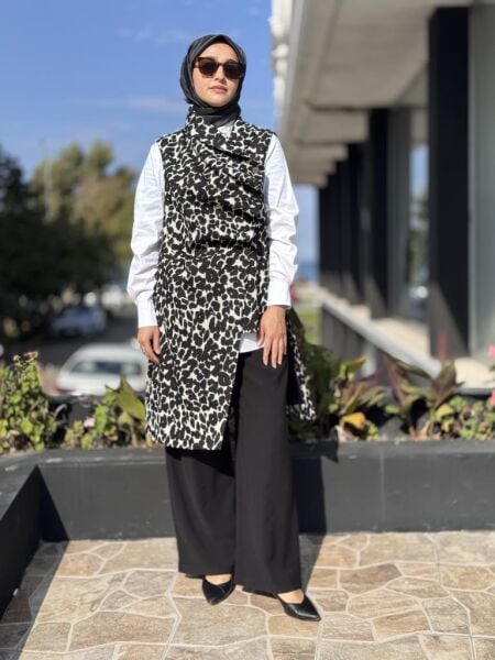 Almarwah Darpe ve Leopar Detaylı Yelek Pantolon Takım 202891