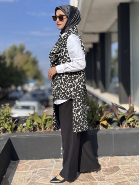 Almarwah Darpe ve Leopar Detaylı Yelek Pantolon Takım 202891