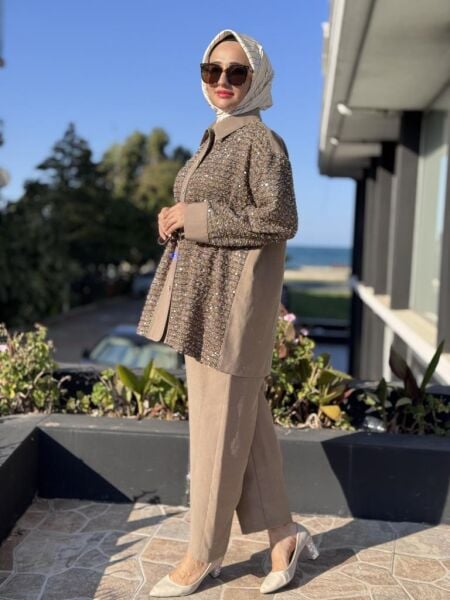 Ghisa Payet Detaylı Gömlek Pantolon Takım 4065