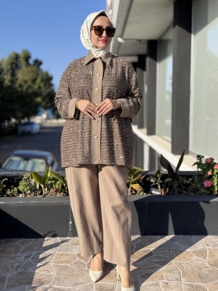 Ghisa Payet Detaylı Gömlek Pantolon Takım 4065