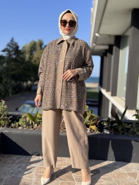 Ghisa Payet Detaylı Gömlek Pantolon Takım 4065
