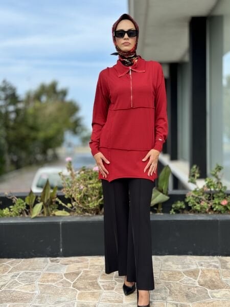 Misswhence Fermuarlı Triko Tunik 36013