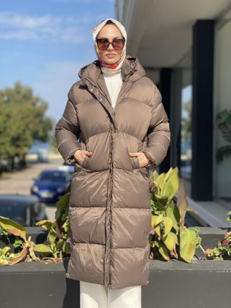 İnvee Çantalı Şişme Mont 6864 VİZON - 1