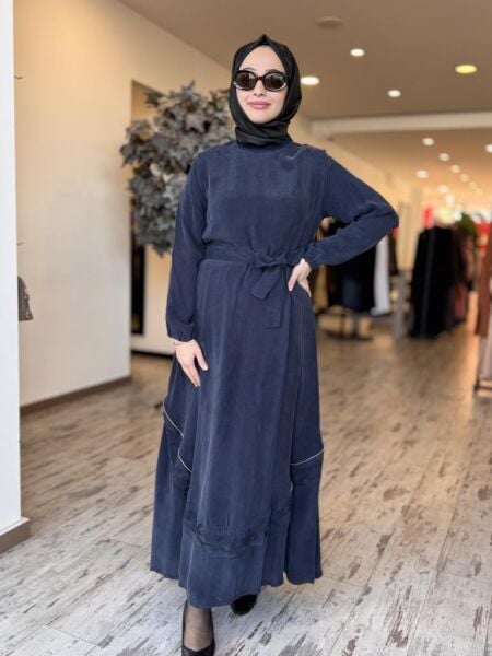 Misswhence Nakış ve Fermuar Detaylı Cupra İpek Elbise 37800