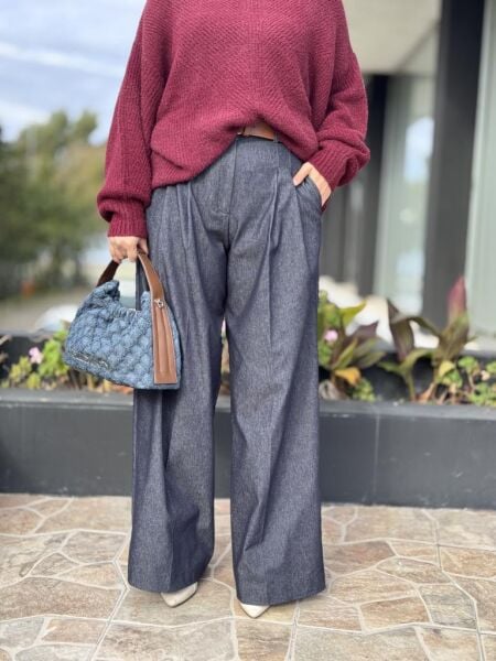 Qupra Pile Detaylı Seyyar Kemerli Kot Pantolon WAC93003