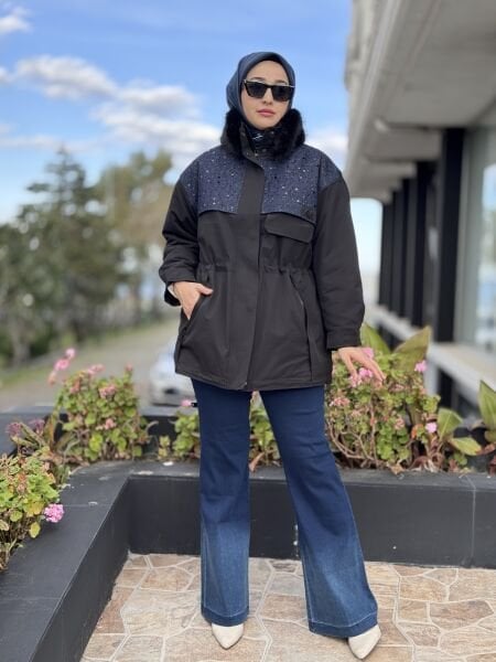 Ghisa Denim Detaylı Seyyar Kürklü Kaban 6542