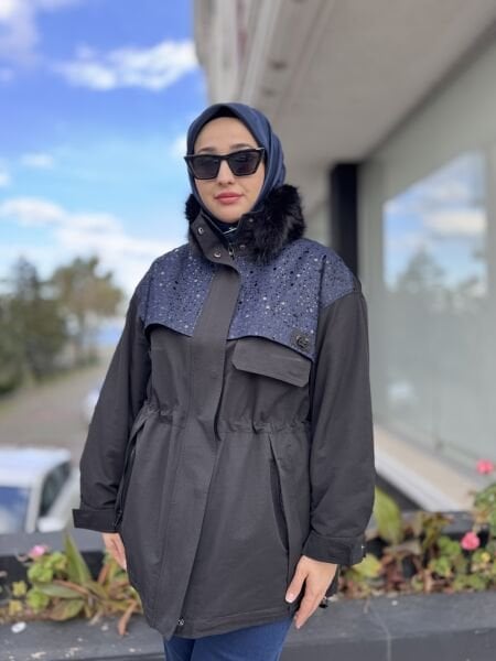 Ghisa Denim Detaylı Seyyar Kürklü Kaban 6542