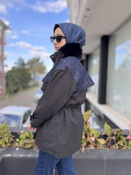 Ghisa Denim Detaylı Seyyar Kürklü Kaban 6542