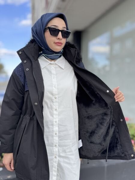 Ghisa Denim Detaylı Seyyar Kürklü Kaban 6542